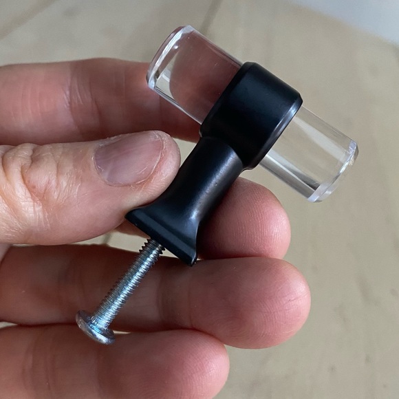 Knob, acrylic bar knob,Matt Black, and clear new in packaging by Liberty - Picture 4 of 17